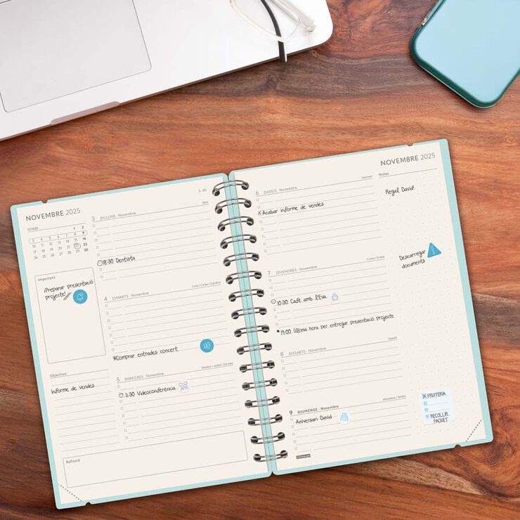 Agenda Finocam 16 mesos Haiku E10 setm/vista cat 2025-26 blau