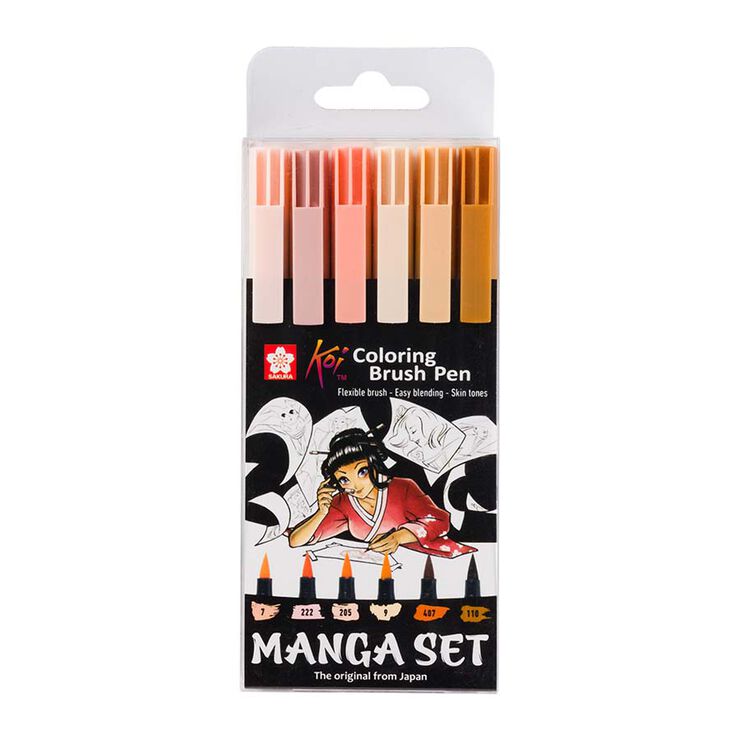 Rotuladores Brush Koi Manga 6 colores