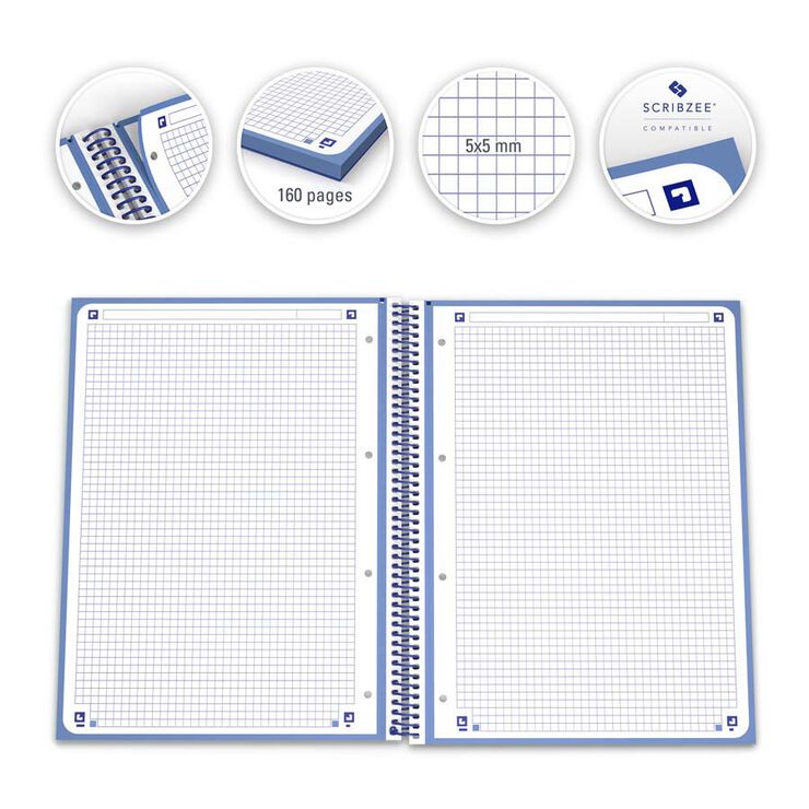 Notebook Oxford EuropeanBook 1 A4 80 hojas 5x5 azul marino