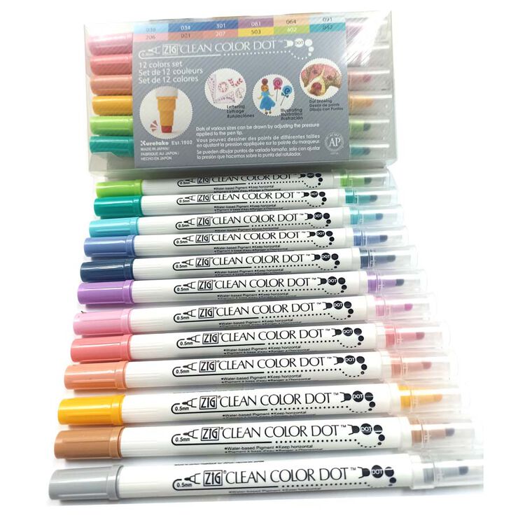 Rotuladores Zig Color Dot 0,5 12 colores