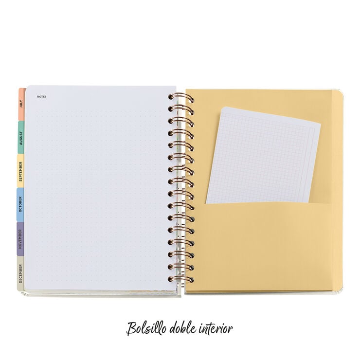 Agenda Miquelrius Plus Wire-O D&iacute;a P&aacute;gina Multiling&uuml;e 2027 Liberty Crema