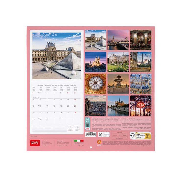 Calendari paret Legami 30X29 2024 Paris