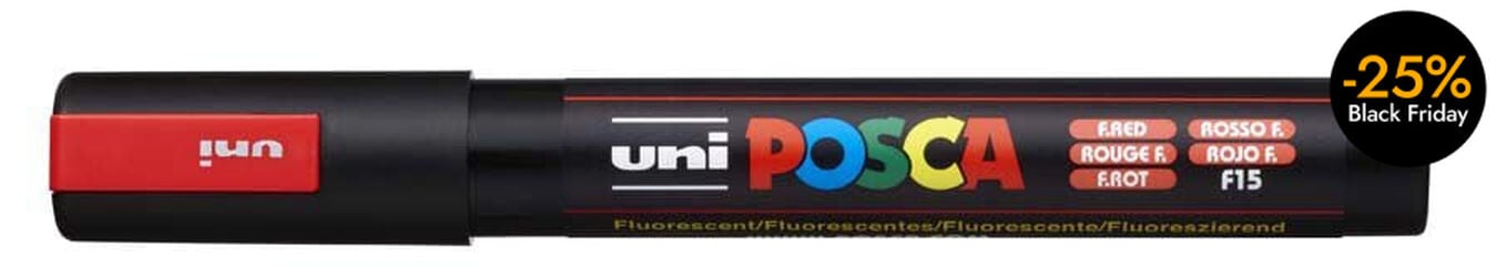 Retolador Posca PC-5M 1,8-2,5mm vermell fluorescent