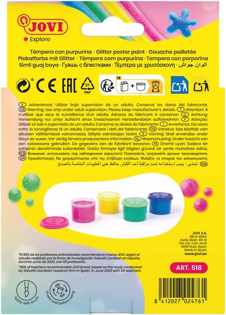 Tèmpera Jovi Purpurina 4 colors 35ml
