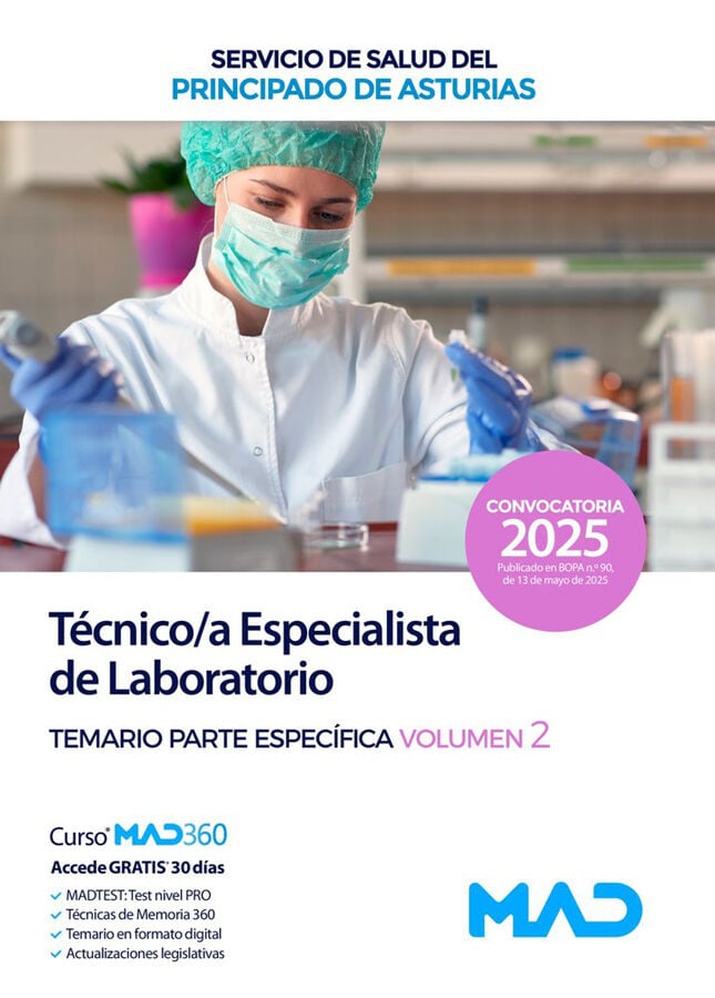 T&eacute;cnico Especialista de Laboratorio del Servicio de Salud del Principado de Asturias. Temario parte espec&iacute;fica volumen 2