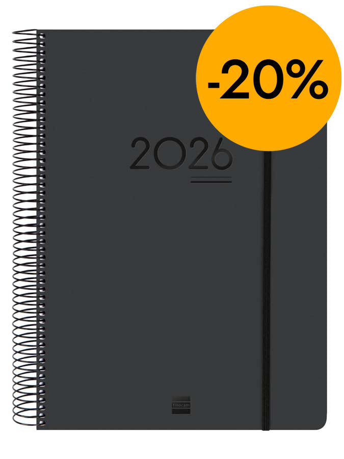 Agenda Finocam 16 mesos Ikon E40 dia/p&agrave;g mult 2025-26 negre