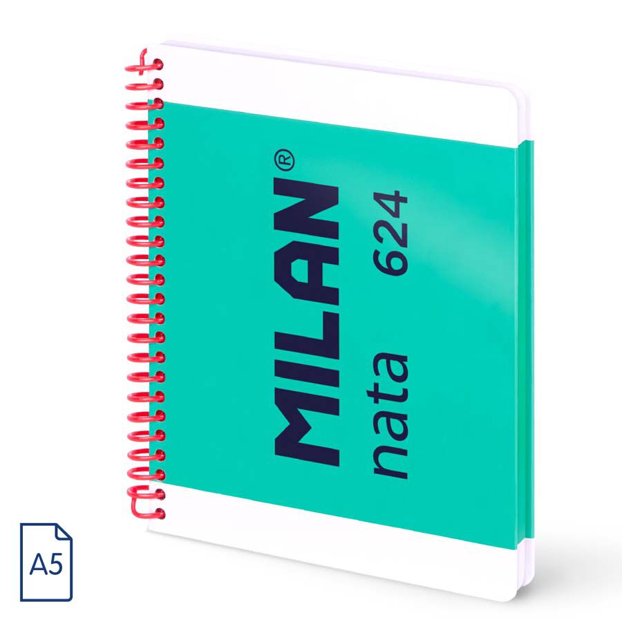 Libreta Espiral A5 Tapa Dura 80 Hojas Cuadr&iacute;cula 5 &times; 5 Milan Nata 624 Verde
