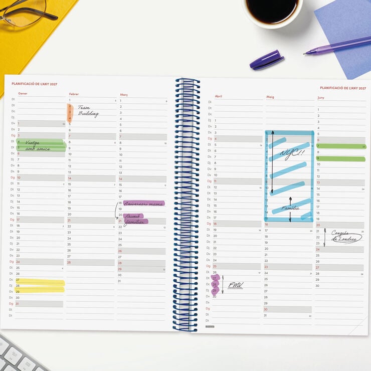 Agenda Finocam Year D&iacute;a P&aacute;gina 2027 Catal&aacute;n Negro