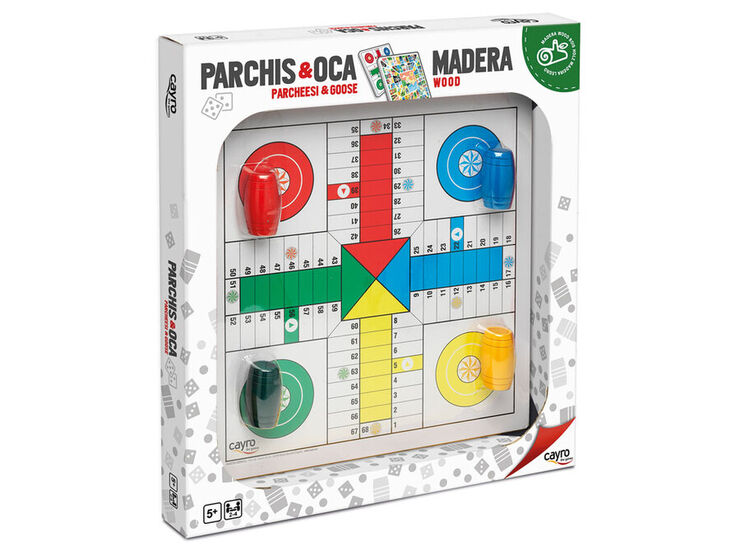 Tablero parchís y juego de la Oca de madera