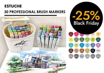 Estuche 30 Rotuladores profesionales Roymart Artist Brush