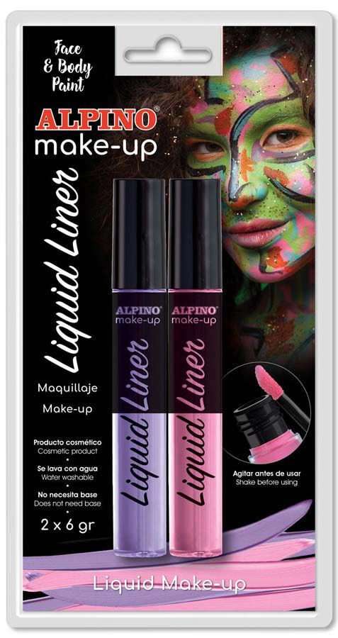 Maquillaje L&iacute;quido Alpino Liner 2 Tubos De 6Gr Rosa / Lila