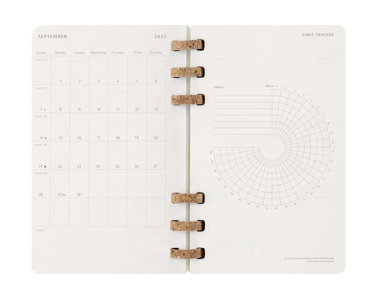 Agenda escolar espiral moleske tapa blanda sem/vista L 2025-26 negro