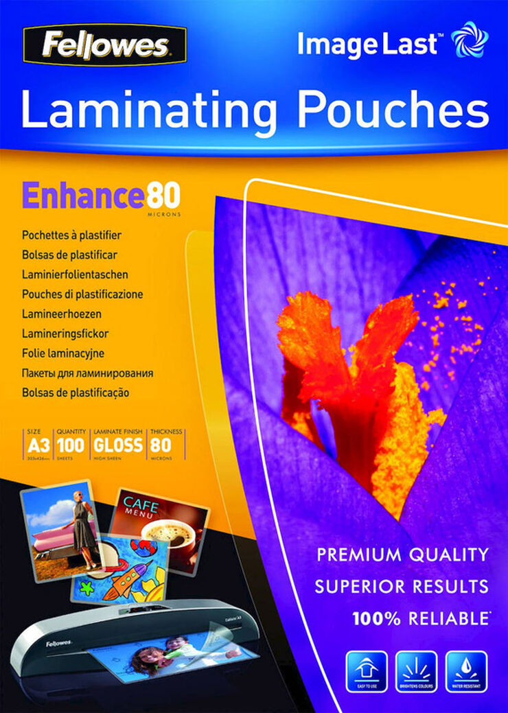 Funda de plastificar Fellowes A3 80 micres 100u