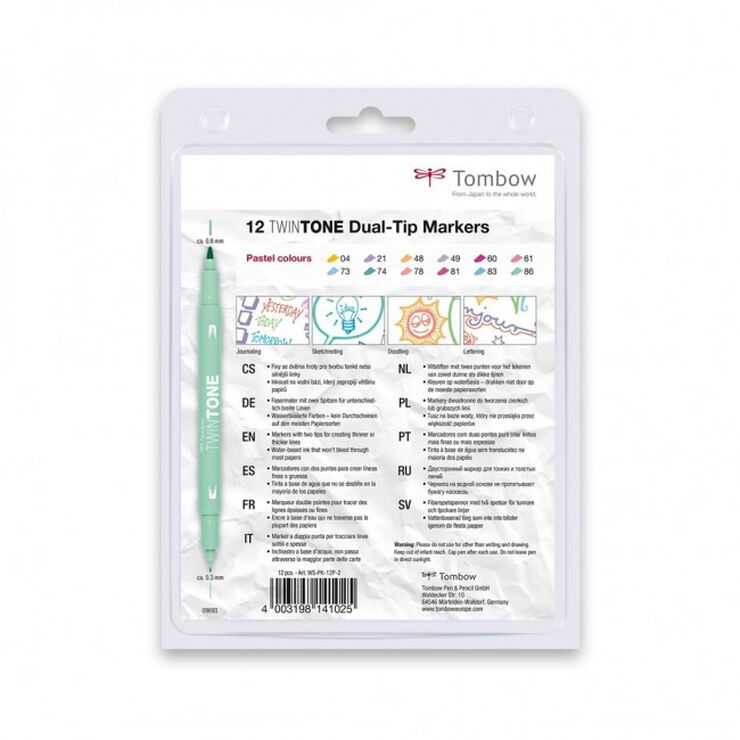 Retoladors Tombow TwinTone Dual Pastel 12 colors