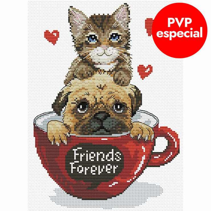 Kit Punto de cruz Ladybird Gato y Perro