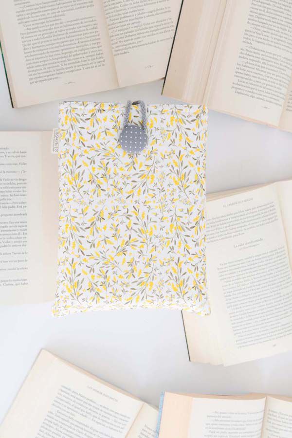 Funda de Libro Drapets Flores Mimosa interior gris