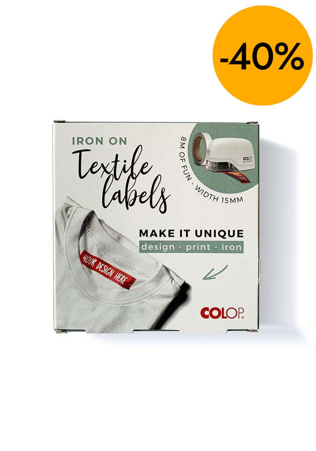 Cinta textil termoadhesiva Colop E-Mark Go 15mm x 8m