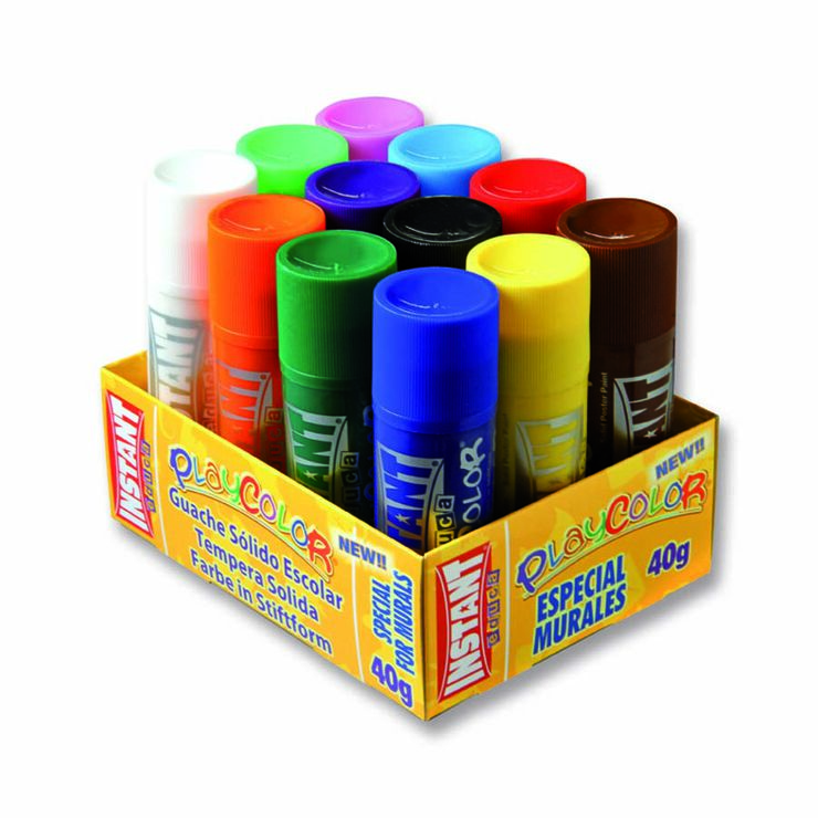 Tèmpera sòlida en barra Playcolor Mural 40g 12 colors
