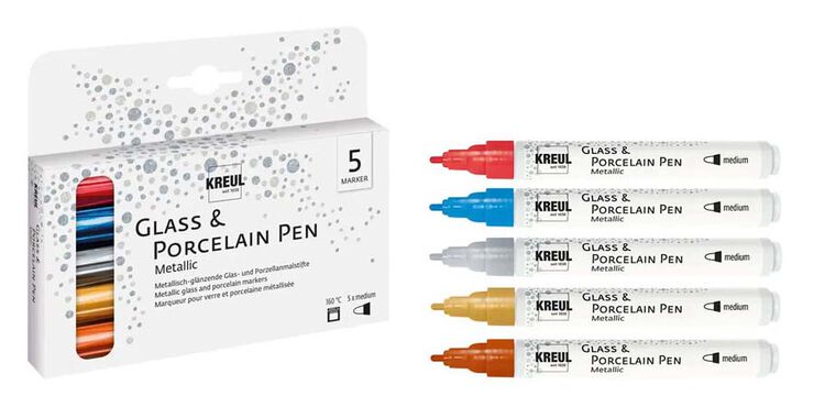 Rotuladores porcelana Kreul metalizados 5 colores