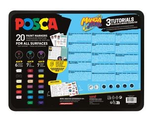 Retoladors Posca Manga 20 colors - Maleta metàl·lica