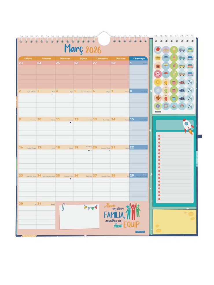Calendario Finocam pared 16 meses plus cat 2025-26 Familiar