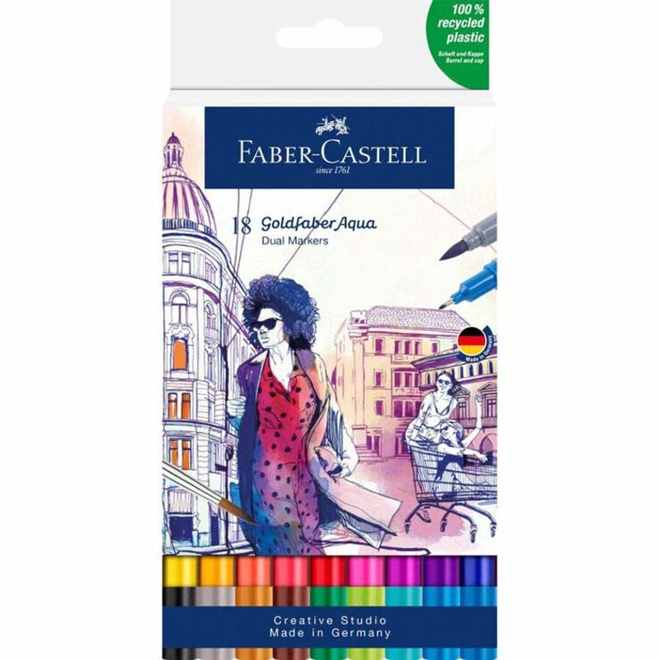 Rotuladores Goldfaber Aqua Dual Faber-Castell 18 colores