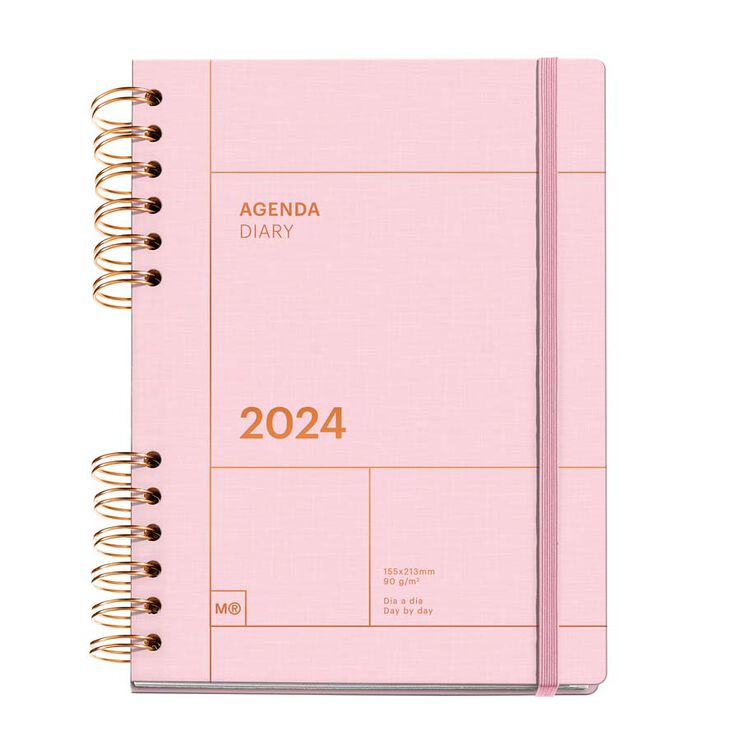 Agenda plus MiquelRius w-o día/pág mult 2024 Basic rosa