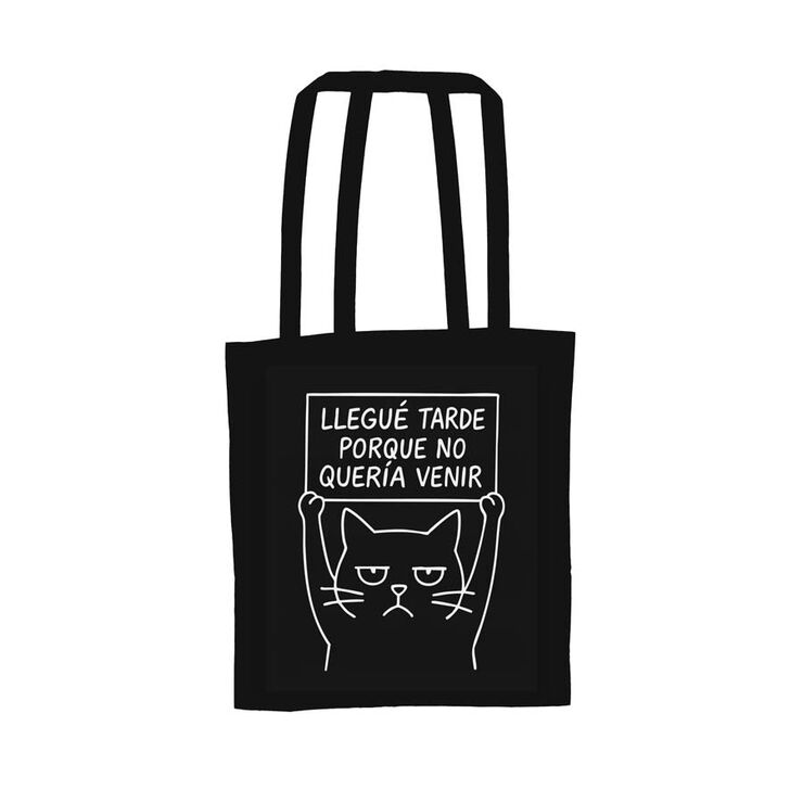 Tote bag ''Ley&oacute; tarde no quer&iacute;a venir''