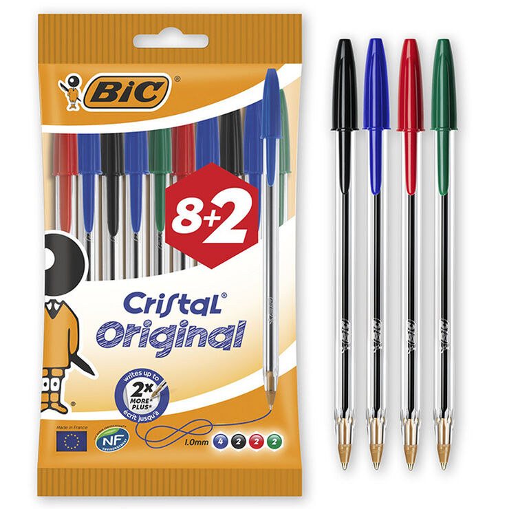 Bolígrafos Bic Cristal surtido 8+2u