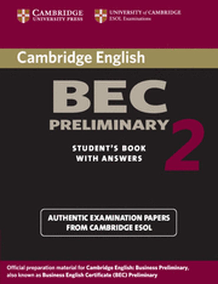 Cambridge Bec Preliminary 2 Student'S book With Answers