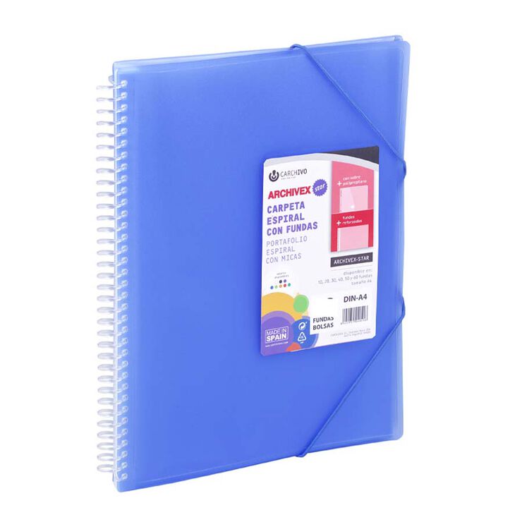 Carpeta fundes Carchivo espiral 20F Blau