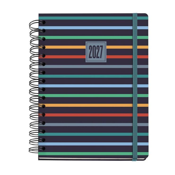 Agenda Miquel Rius 18 Meses Wire-O Plus sem/vista multiling&uuml;e 2026-2027 Stripes