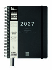 Agenda Finocam 16M Tempus 1/4 Sem/Vista Vertical Castellano 2026-27 Negro