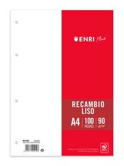 Recanvi Enri A4 llis 4 forats 100 fulls 90 g