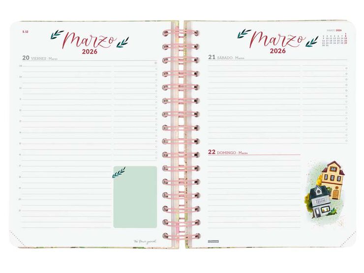 Agenda Finocam The Flower Journal E10 dia/pàg cas 2026 rosa