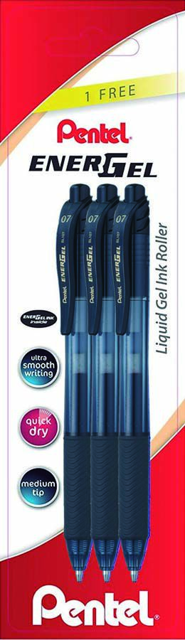 Bol&iacute;grafs gel Pentel Energel negre 3u