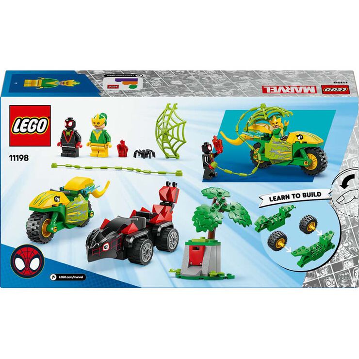 LEGO® Spidey Spin y Electro: Duelo de Vehículos Dinosaurio 11198