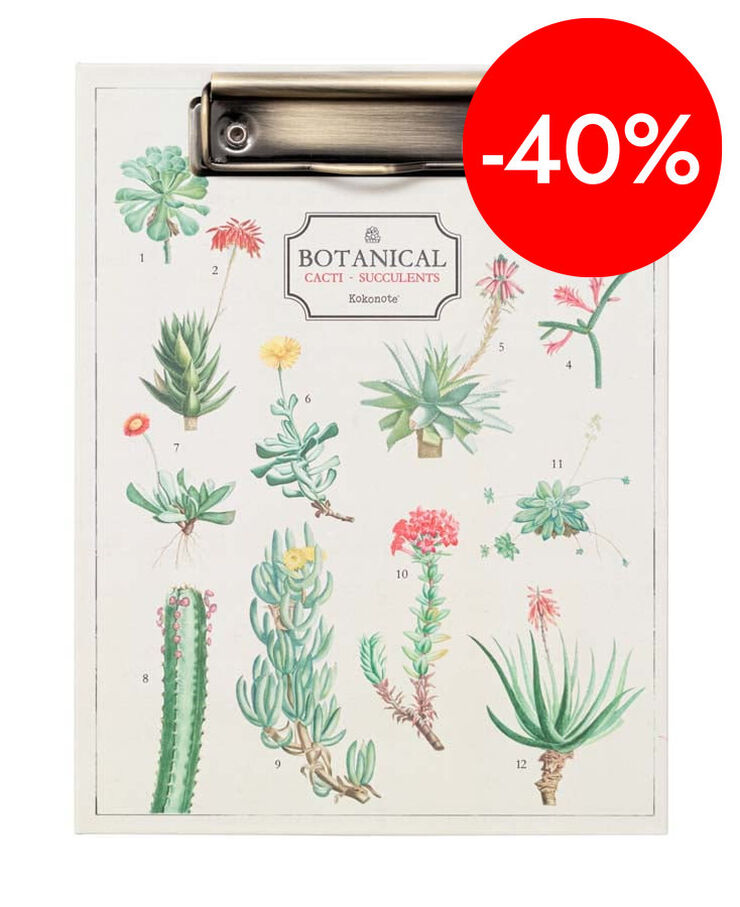 Carpeta A5 Con Pinza Kokonote Botanical Cacti