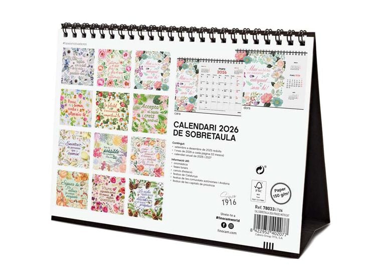 Calendario sobremesa Finocam Frases 2026 catalán