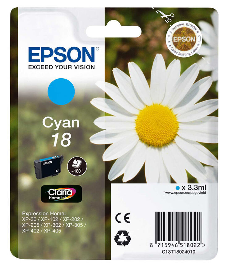 Cartucho original Epson Nº18 cian - C13T18024012