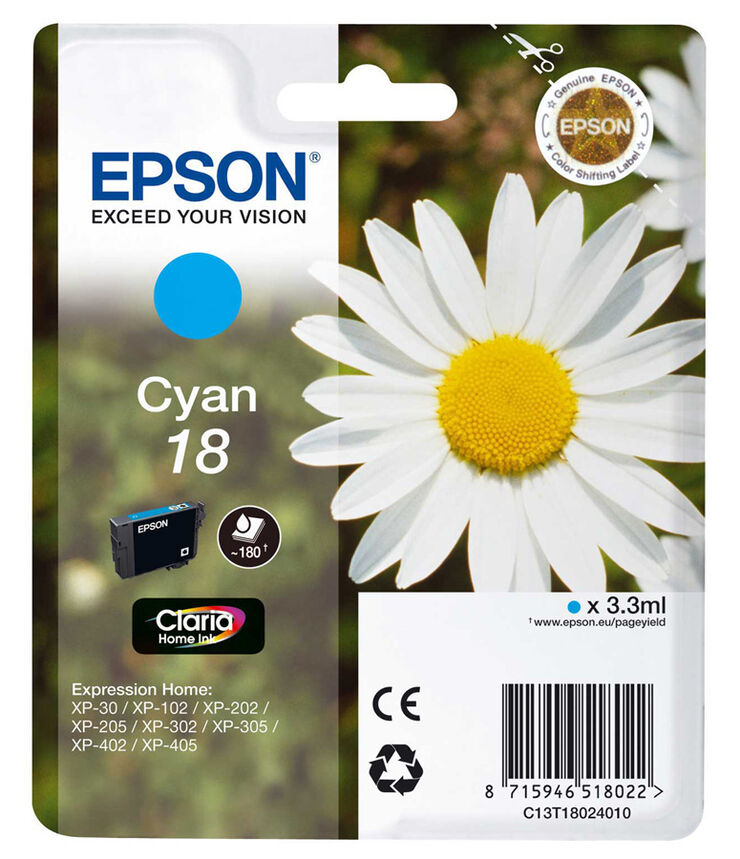 Cartucho original Epson Nº18 Cyan - Ref. C13T18024012