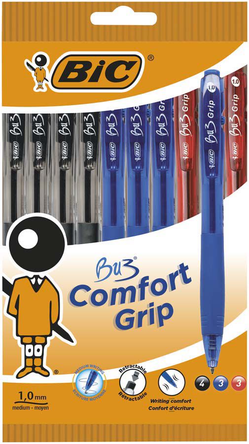 Bol&iacute;grafs Bic BU3 Comfort Grip 10u