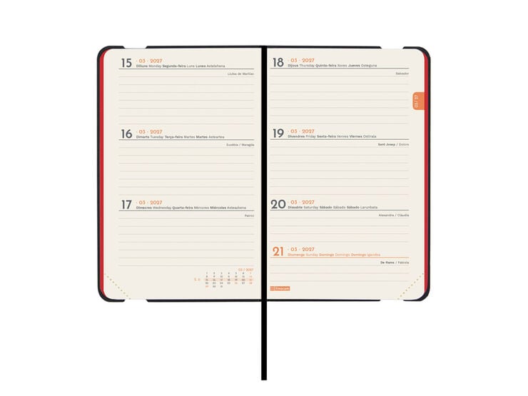Agenda Finocam Flex Llisa Semana Vista Horizontal 2027 Catal&aacute;n Rojo