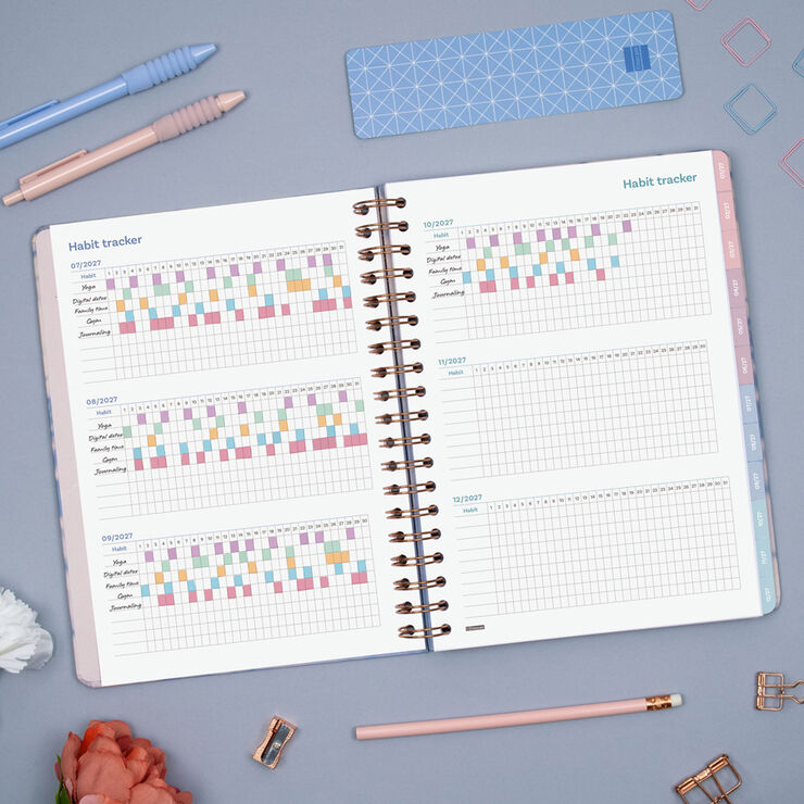 Agenda Finocam Optimal Semana Vista Horizontal 2027 Multiling&uuml;e Gris