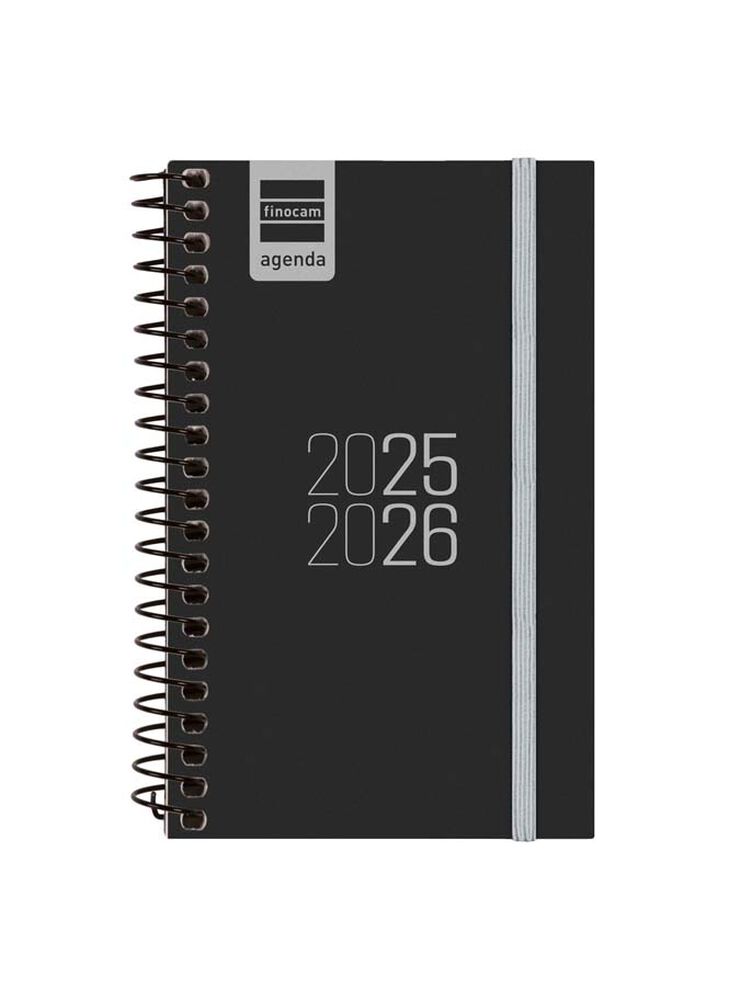 Agenda Finocam escolar espiral E3 sem/vista cat 2025-26 negro