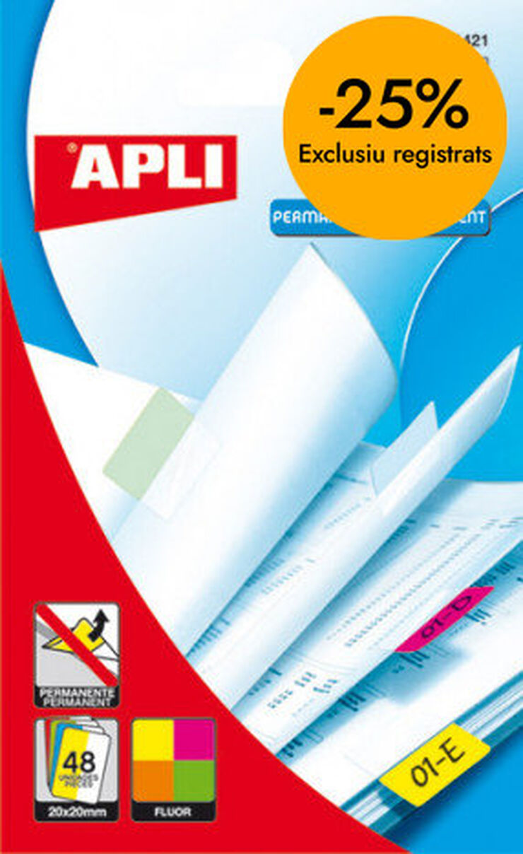 &Iacute;ndice adhesivo r&iacute;gido Apli 12x25mm blanco