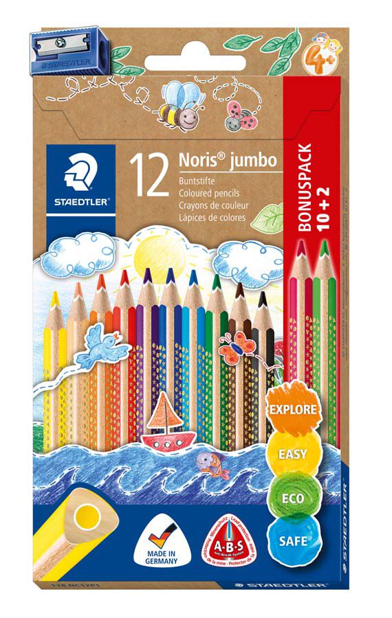 L&aacute;pices Staedtler Noris Jumbo 12 colores