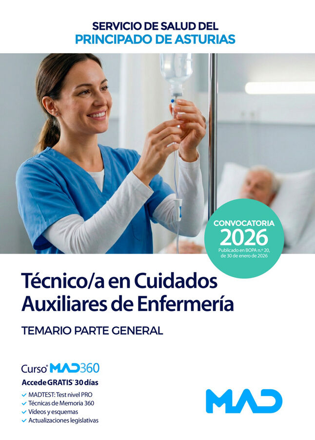T&eacute;cnico/a en Cuidados Auxiliares de Enfermer&iacute;a del Servicio de Salud del Principado de Asturias. Temario parte general