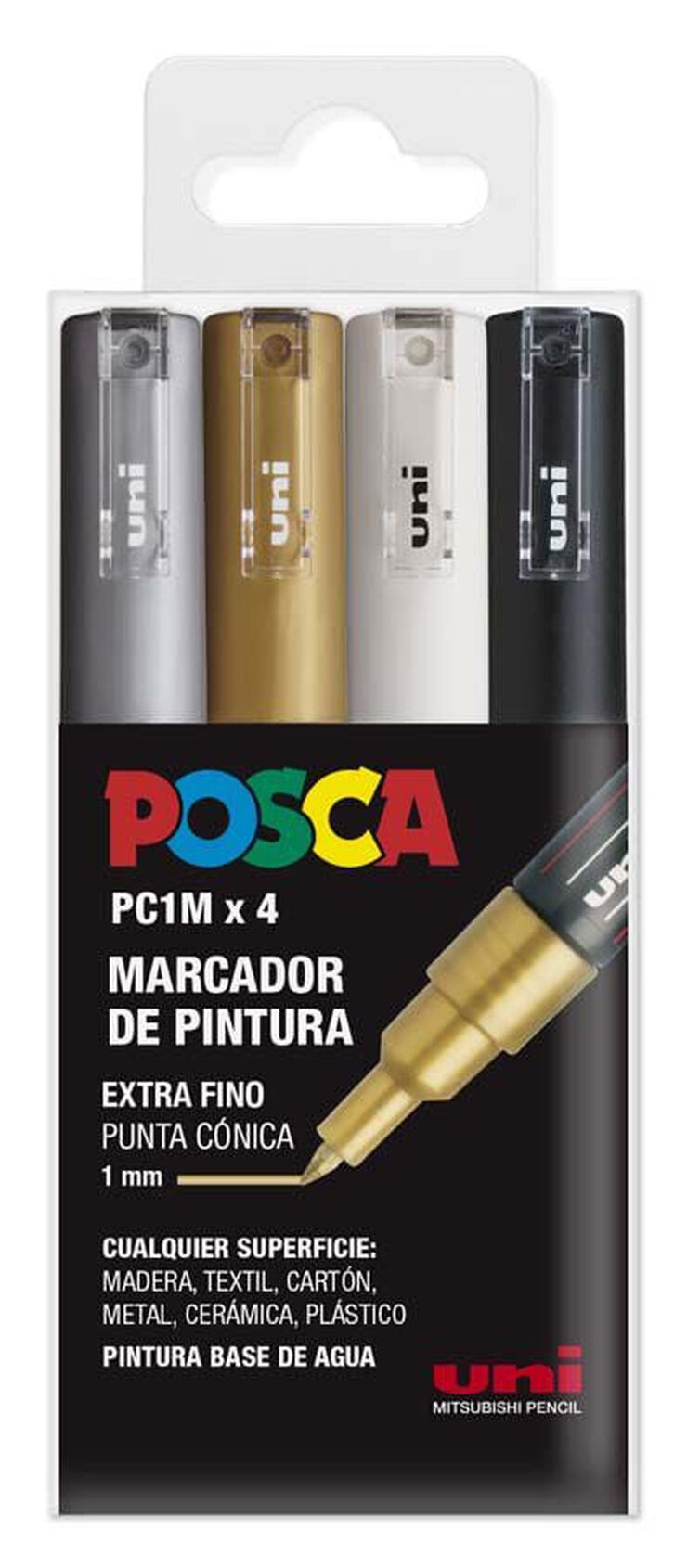 Retoladors Posca PC-1M 0,7mm metall 4 colors