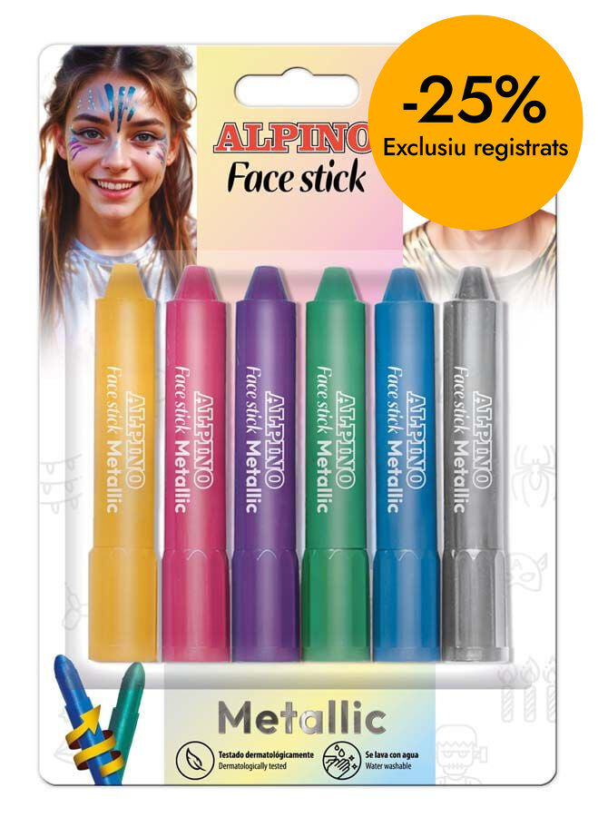 Maquillaje Alpino Face Stick colores met&aacute;licos 6u